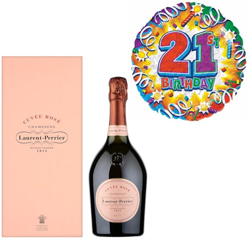 Buy And Send Laurent Perrier Rose Champagne and 21st Birthday Balloon